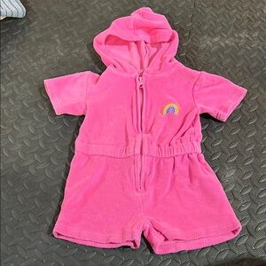 Andy & Evan Terry Cloth pink rainbow swimsuit coverup 2t